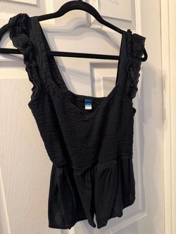 Old Navy Black Smocked Lace Tank Top