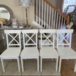 4 IKEA INGOLF White Dining Chairs 