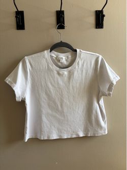 Cropped Crew Neck Tee, 100% Cotton
