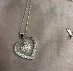 White gold plated crystal heart necklace