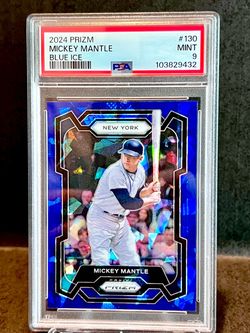 2024 Panini Prizm Mickey Mantle Blue Ice #130 PSA 9 MINT New York Yankees HOF SP