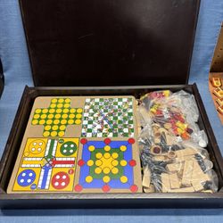 Awesome Game Set w/ Wooden Box - Brand New! 
