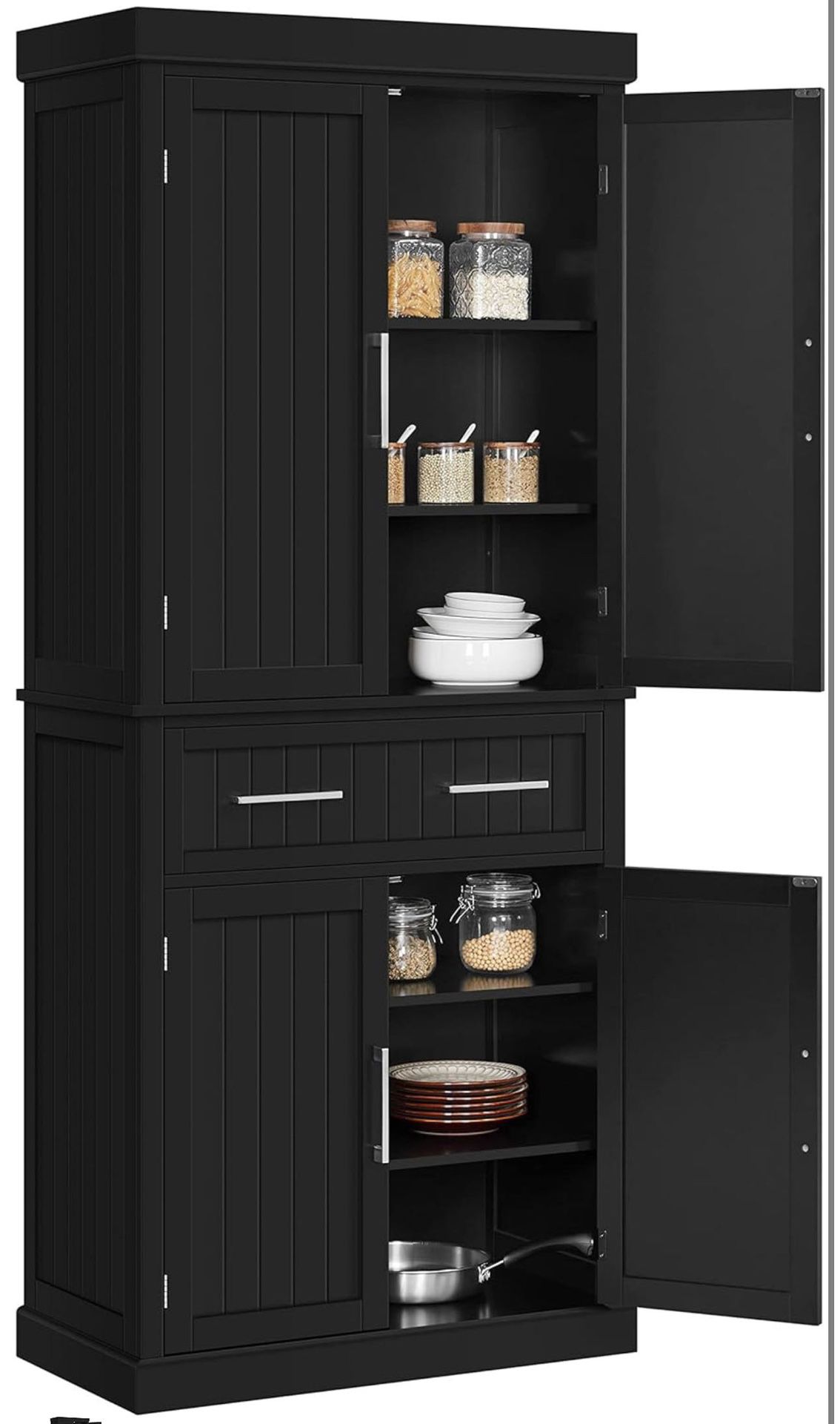 Kitchen Pantry Storage Cabinet with Drawer, Freestanding Pantry Cabinets with 2 Adjustable Shelves, 72.5" Tall Storage Cupboard for Kitchen/Dining Roo
