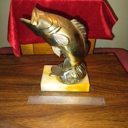 Big Mouth Bass Brass Sculpture 
