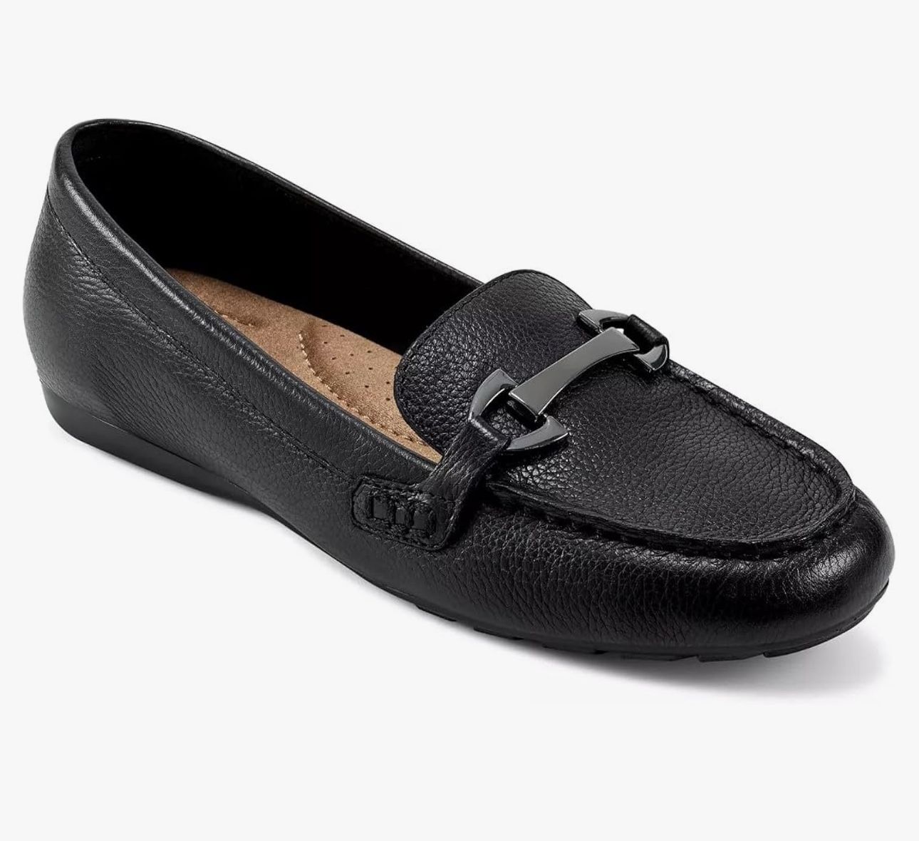 Easy Spirit Womens Marlie Slip On Shoes, Size, ((Black Leather) Loafers, 11W