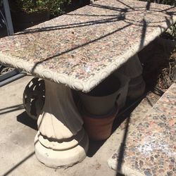 Cement table and benches