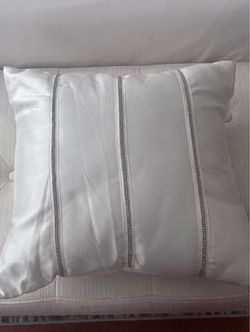 White Satin Decorative Throw Pillow