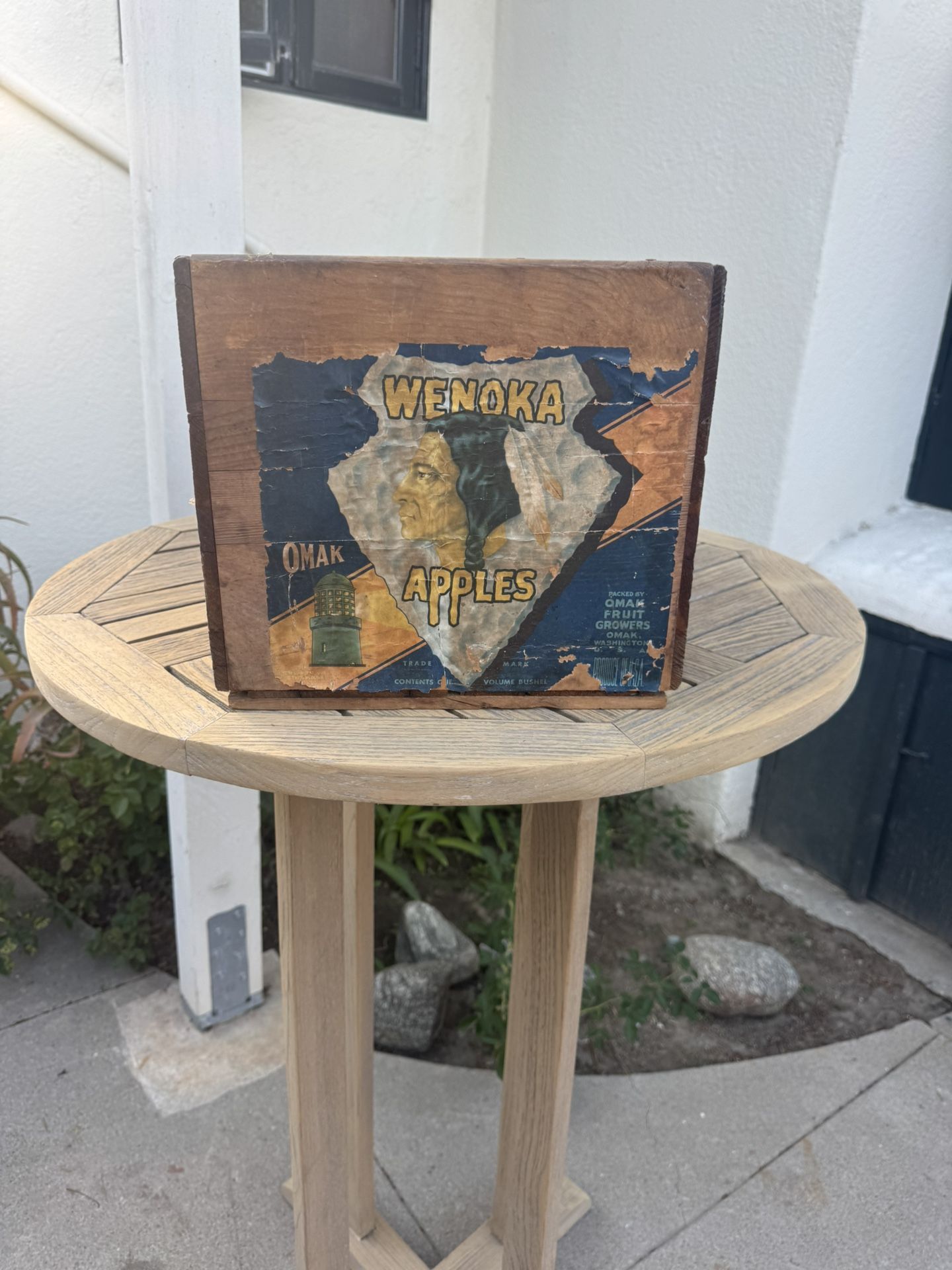 Vintage Apple Wood Crate with Wenoka Label - 19 ½x12x11