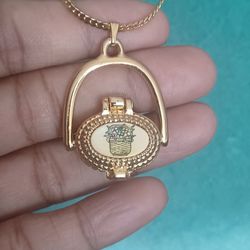 Pewter P.A.I Basket Pendant Necklace 