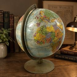 Vintage 1960s Replogle Stereo Relief 12” World Globe Raised Terrain USSR USA