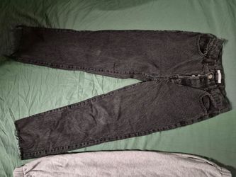 Black Washed Denim Jeans Raw Hem
