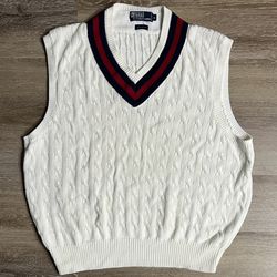 RALPH LAUREN Polo Preppy Cable Sweater Vest Golf Tennis Mens Size XL  