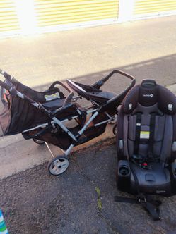 Dual glider stroller and safety first car seat