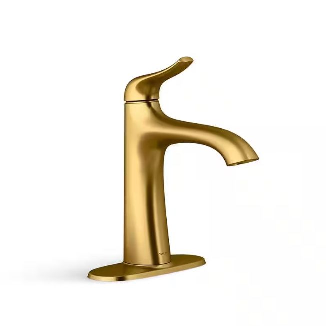 KOHLER Easmor Single-Handle Single Hole Bathroom Faucet in Vibrant Brushed Moderne Brass