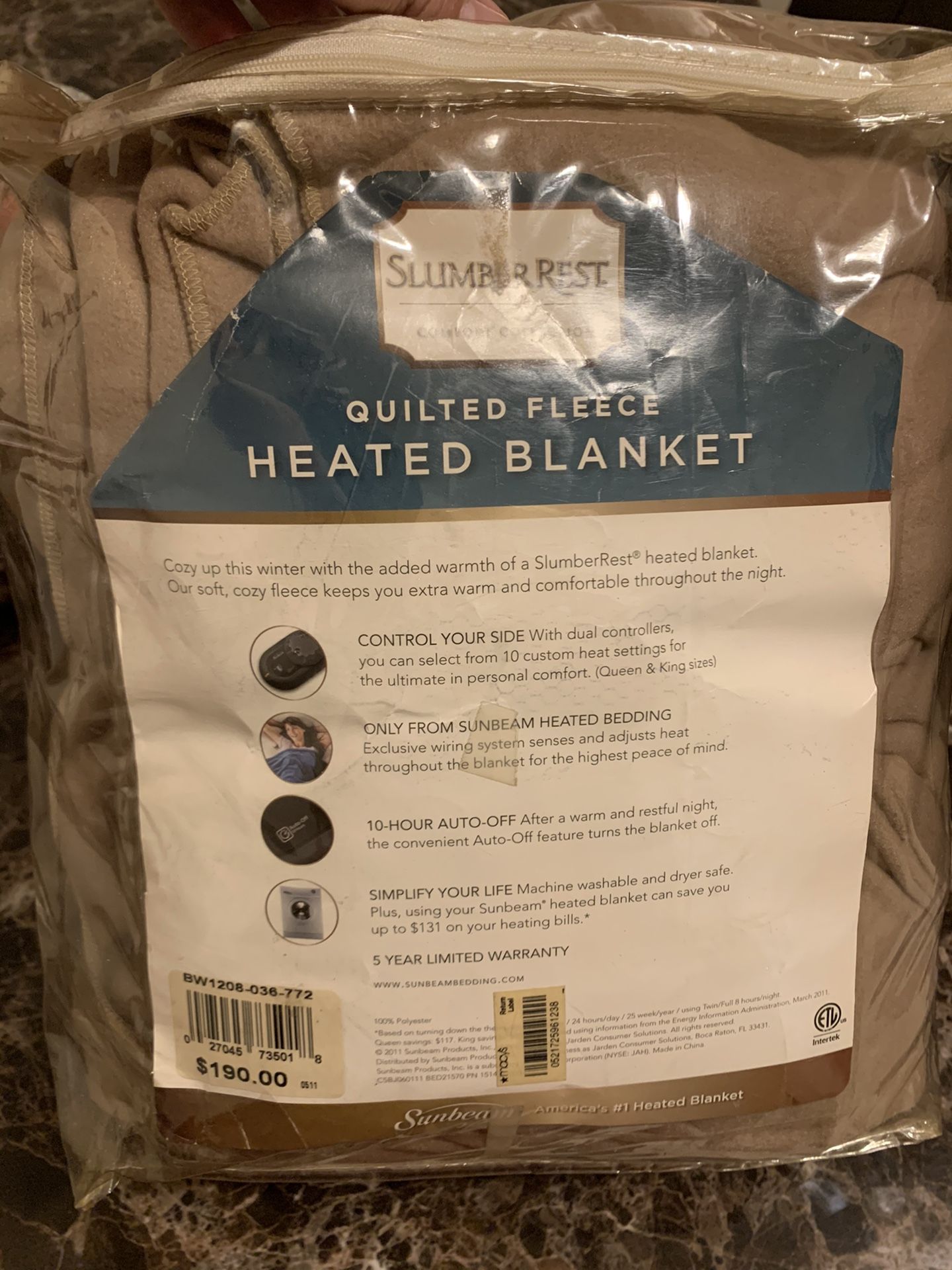 Quilted Fleece HEATED BLANKET