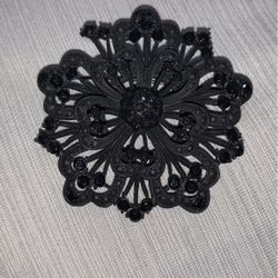 Black Flower Brooch