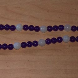 13- 1/2" PURPLE & WHITE ONYX NECKLACE" BRAND NEW" 😃👍