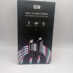 USB C To USB C Cable RGB LED Light 60W Fast Charging Cord Type C Charger