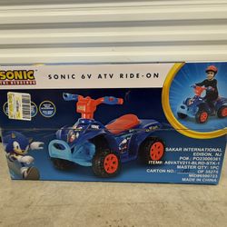 Licensed Sonic The Hedgehog 6V Battery Powered Ride on ATV for Kids Ages 2-5 Years Old, Blue