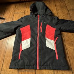 Athletech girls' winter jacket in a red, black, and white colorway Large (10/12)  Very good condition