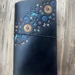 Trifold leather traveler notebook - standard - handmade