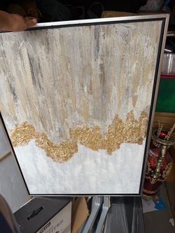 Abstract Canvas Wall Art with Gold Texture