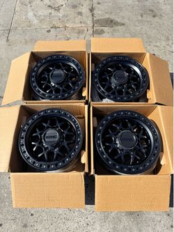 New KMC 549 GRS All Black 17” Off-Road Wheels for 8x180 GMC Sierra Chevy Silverado 2500 and 3500 HD