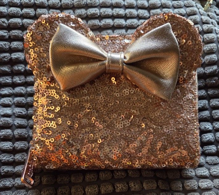 Disneyland Parks Loungefly Minnie Mouse Rose Gold Sequin Wallet