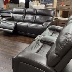 New Recliner Sofa And Loveseat With Power Recliners And Genuine Leather