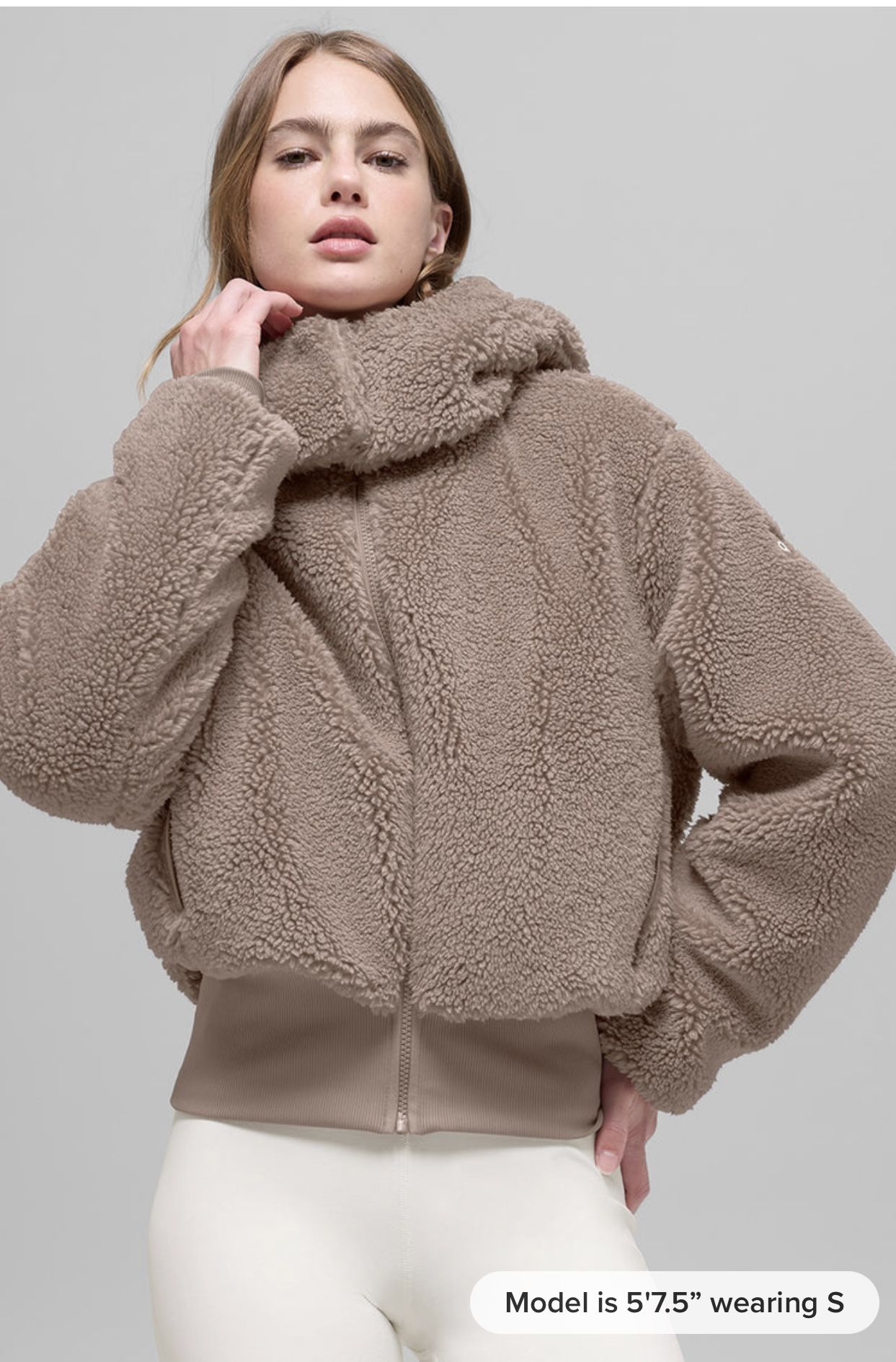 New Alo Yoga Foxy Sherpa Jacket Chai Latte Womens Size XS  BESTSELLER $230 !!