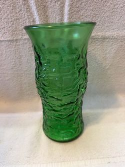 Green Textured Glass Vase