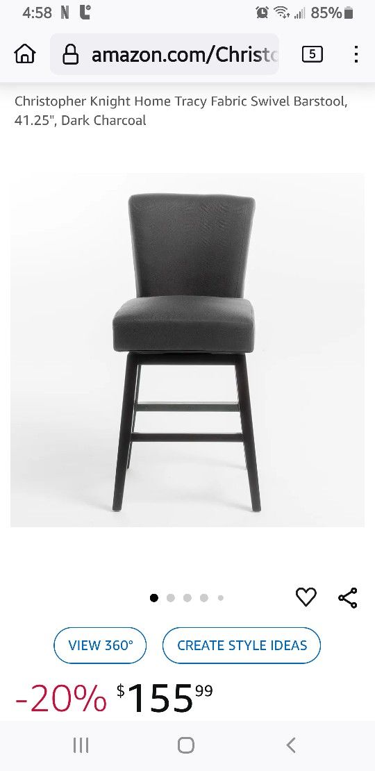 New Heavy Duty Christopher Knight Swivel ,Charcoal Bar Stool