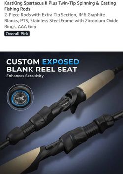 New KastKing Spartacus Plus Twin-Tip Spinning & Casting Fishing Rod 2-Piece Rods with Extra Tip 7'