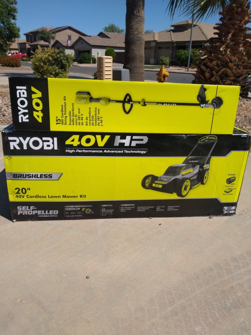 Ryobi 40v Self Propelled Mower And Trimmer Kit