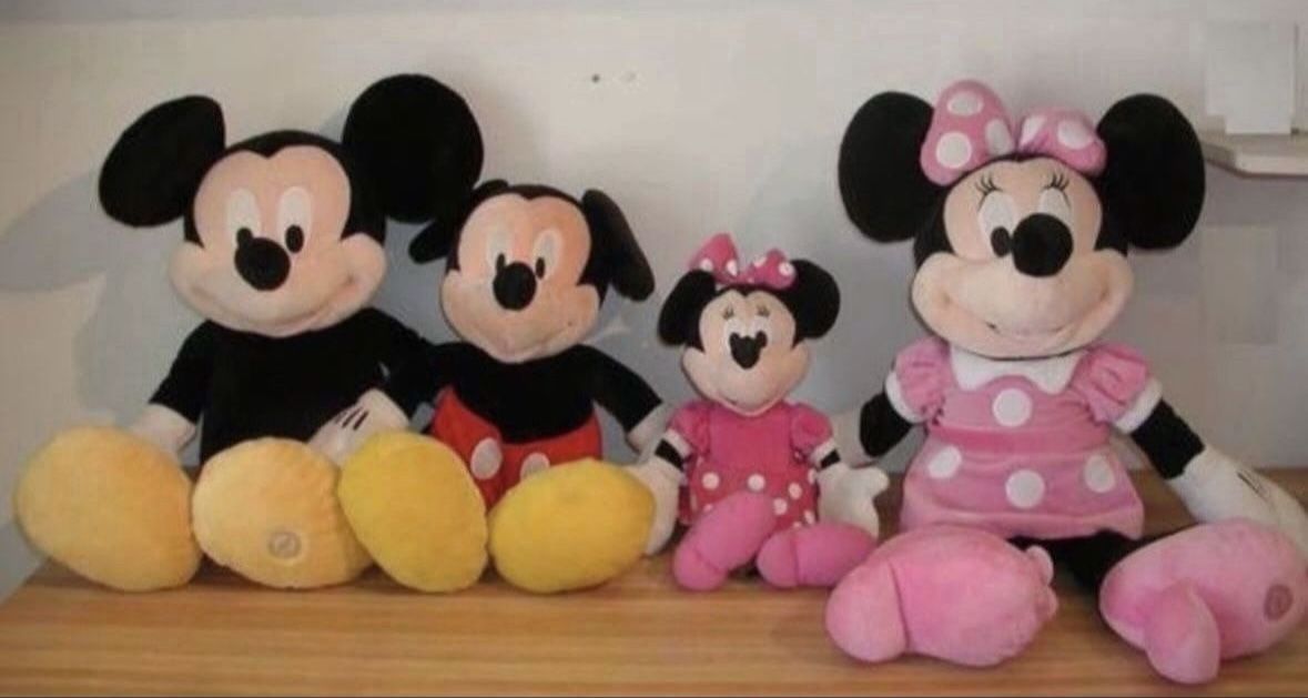 4 Official Disney Plush Mickey Minnie Mouse Jumbo 27” Large 22” and 16” Dolls Stuffed Animals