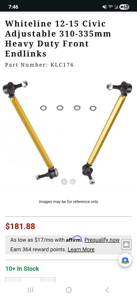 White Line Endlinks Civic SI 12 -15 9th Gen Si