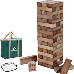 Giant Tumble Tower Stack to Over 5Ft, 60 PCS Pine Wooden Stacking Timber