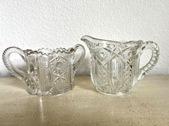 Vintage pressed glass sugar and creamer
