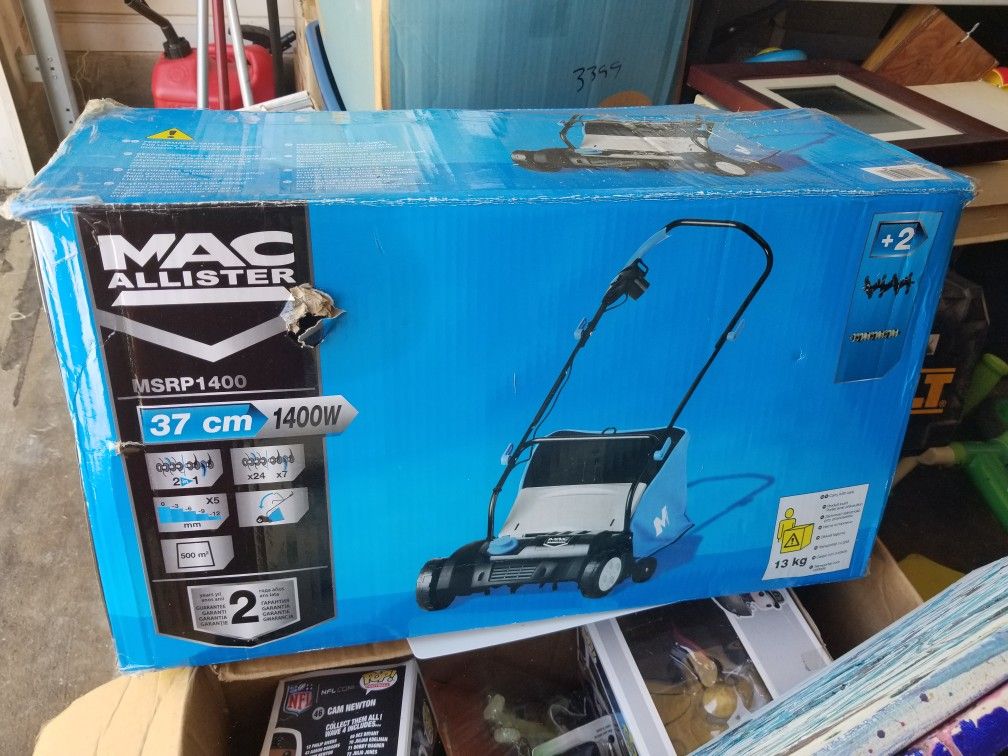 LAWN RAKER SCARIFIER AERATOR MAC ALLISTER 1400W NEVER USED MOWER THATCHER