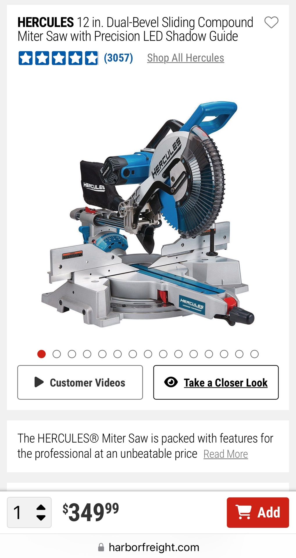 HERCULES 12 in. Dual-Bevel Sliding Compound Miter Saw with Precision LED Shadow Guide