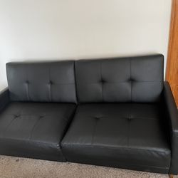 Black Leather Couch/Futon 