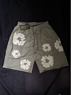 Grey denim tear shorts