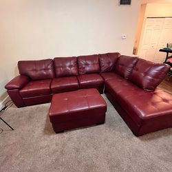 Genuine Red leather sectional