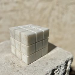 White Alabaster Rubix Cube Paperweight 