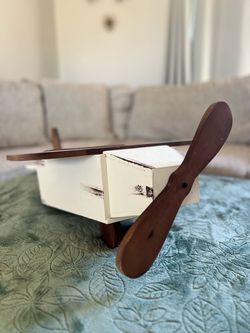 Wooden Toy Airplane Decor Model