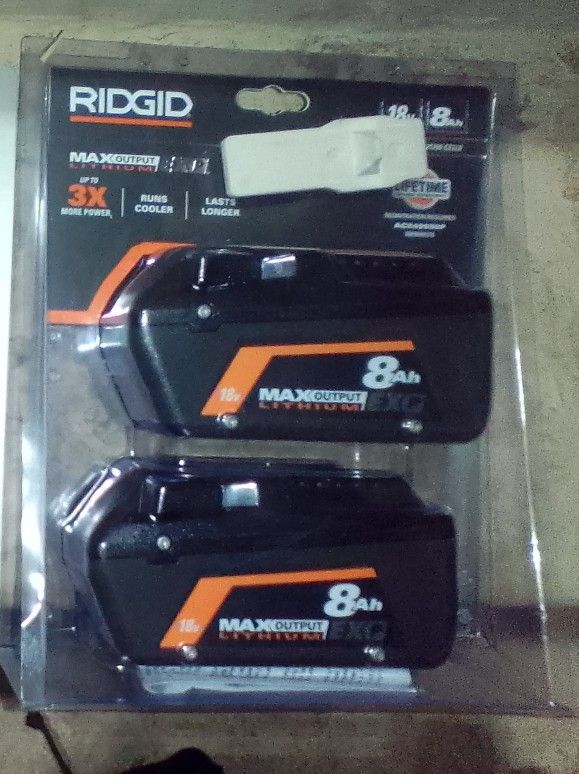 Rigid Max Output Ex 8ah 2 Pack Of Batteries 18v