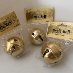 Vintage Wang’s International Gold Jingle Bells 62mm Set of 3 Taiwan NOS