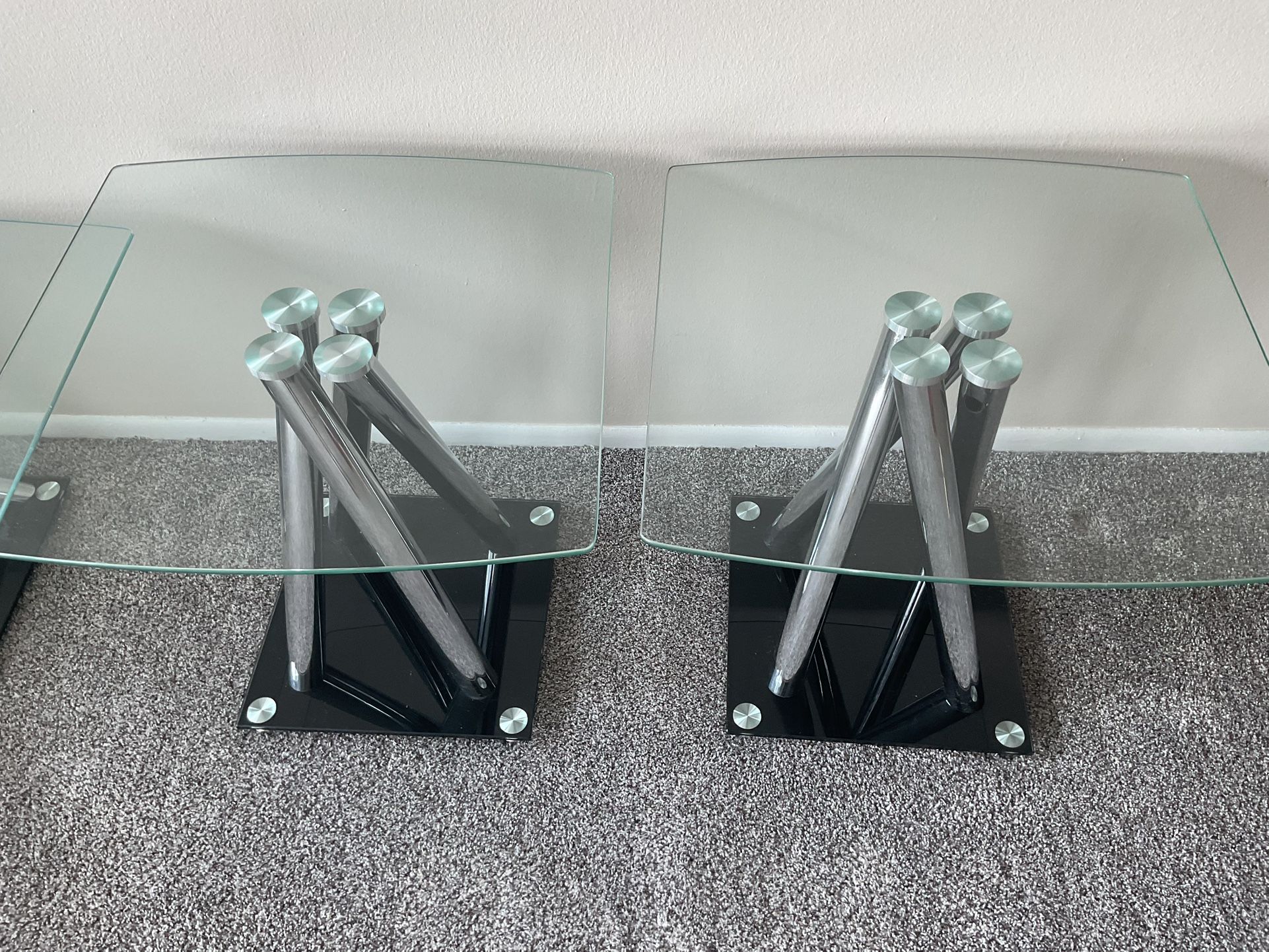 ✨ Modern Glass Living Room Table Set – 3-Piece (Like New!) ✨