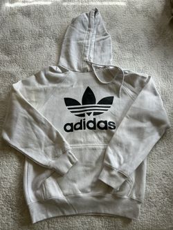 Adidas White Hoodie With Black Logo Size S
