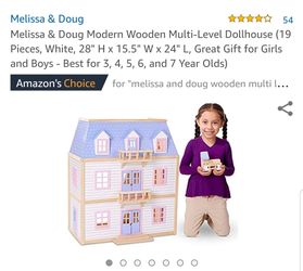 Melissa and Doug Wooden Multi Level Dollhouse